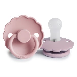 FRIGG Daisy - Round Silicone 2-Pack Pacifiers - Baby Pink/Soft lilac Size 1